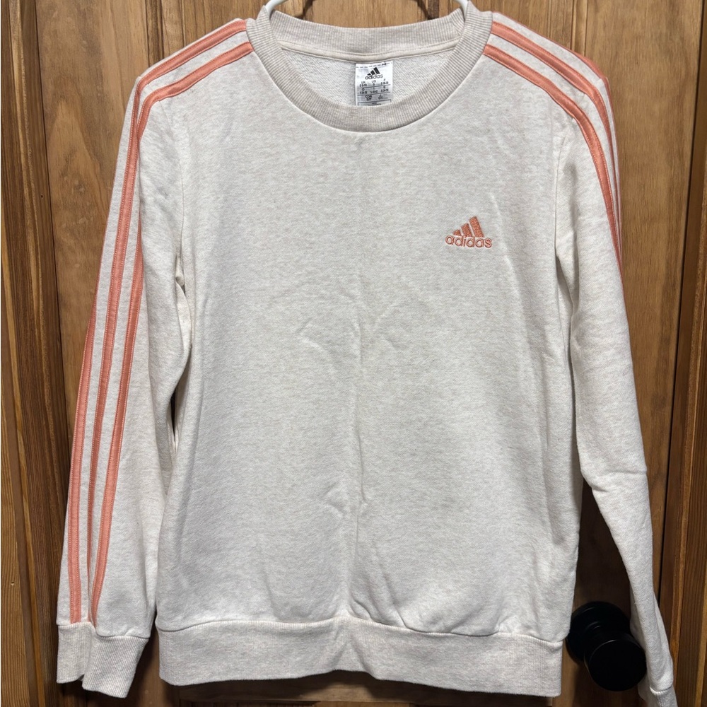 Adidas Women’s Cream and Pink Sweater Sz S